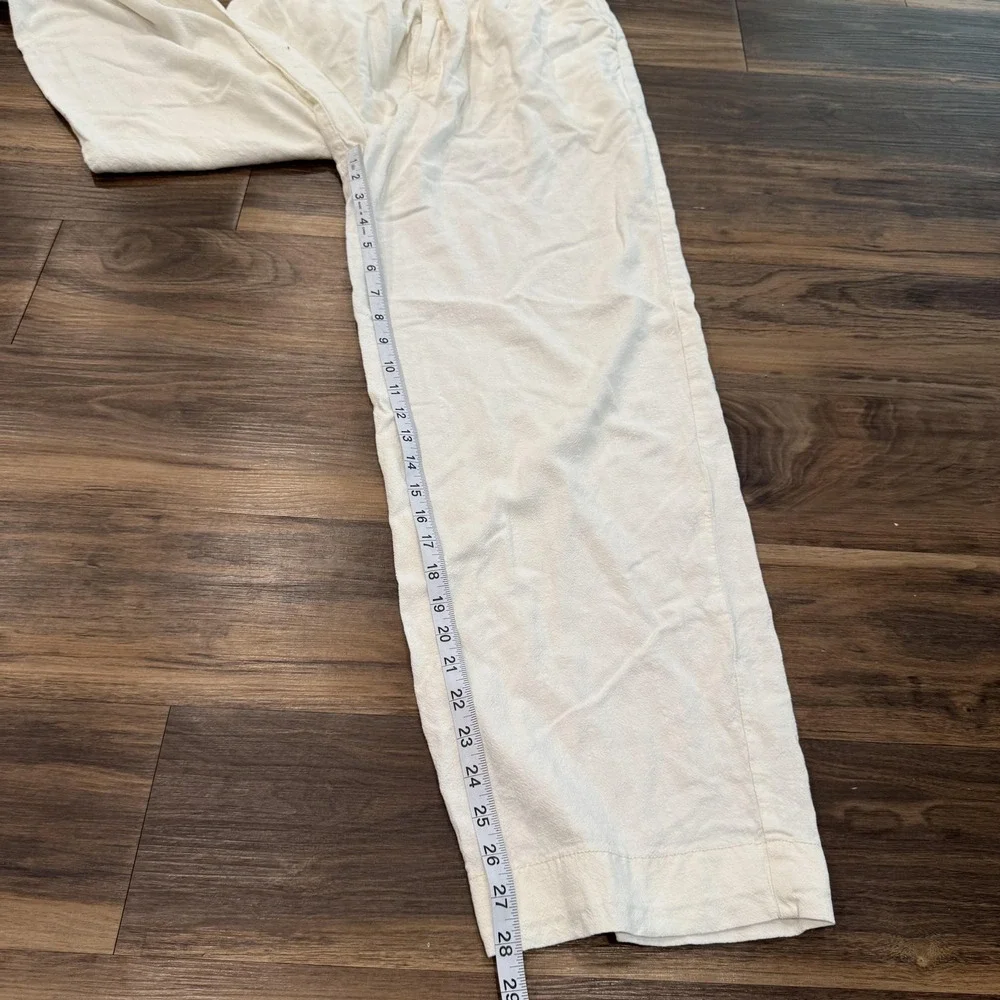 Free People Cream Wide-Leg Linen Pants